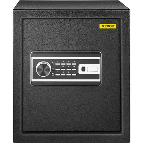 VEVOR Safe Box, 1.7 Cubic Feet Money Safe with Fingerprint Lock and Digital Keypad, Fireproof Home Safes with A Removable Shelf, Wall-Mounted Security Safe for Cash, Watch, Passport, Document, Black