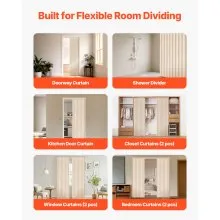 VEVOR Accordion Door Blackout Fabric Folding Magnetic Door Curtain 47 x 78 inch