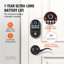 VEVOR Fingerprint Door Lock with Level Handles Keyless Entry Door Lock Password