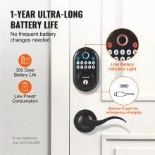 VEVOR Fingerprint Door Lock with Level Handles Keyless Entry Door Lock Password