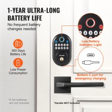 VEVOR Fingerprint Door Lock Keyless Entry Door Lock Password and Key Unlock