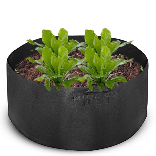 VEVOR 5-Pack 200 Gallon Plant Grow Bag Aeration Fabric Pots with Handles Black Grow Bag Plant Container for Garden Planting Washable and Reusable
