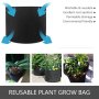 VEVOR 12-Pack 45 Gallon Plant Grow Bag Aeration Fabric Pots with Handles Black Grow Bag Plant Container for Garden Planting Washable and Reusable