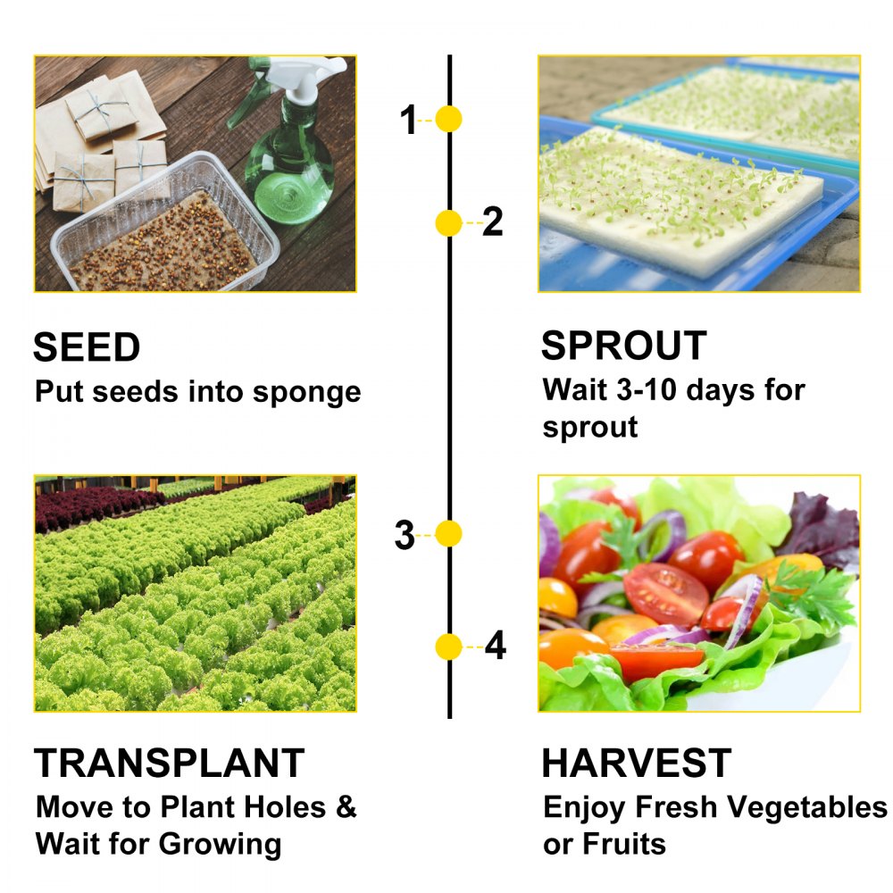 VEVOR 1 Layers 54 Plant Sites Hydroponic Site Grow Kit 6 Pipes Hydroponic Growing System Water Culture Garden Plant System for Leafy Vegetables Lettuce Herb Celery Cabbage