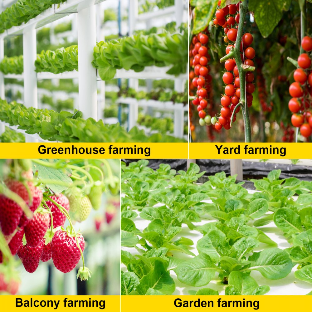 VEVOR 1 Layers 54 Plant Sites Hydroponic Site Grow Kit 6 Pipes Hydroponic Growing System Water Culture Garden Plant System for Leafy Vegetables Lettuce Herb Celery Cabbage