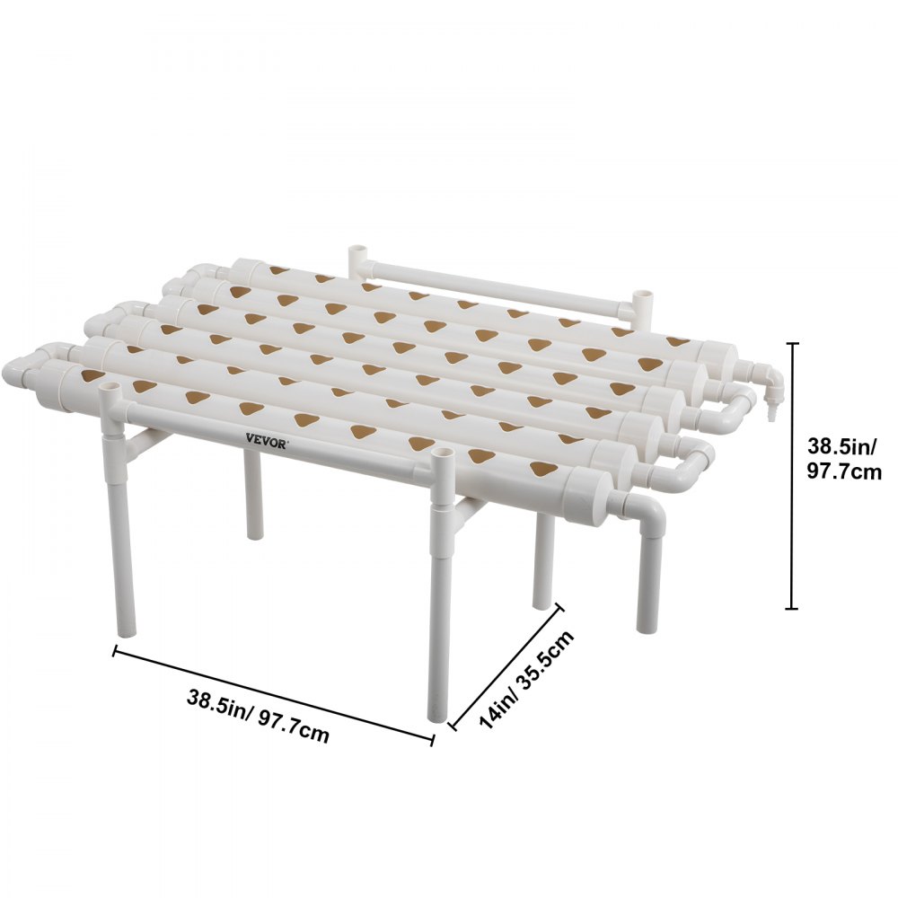 VEVOR 1 Layers 54 Plant Sites Hydroponic Site Grow Kit 6 Pipes Hydroponic Growing System Water Culture Garden Plant System for Leafy Vegetables Lettuce Herb Celery Cabbage