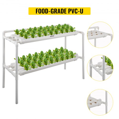 Hydroponic Grow Kit 6 Pipes 2 Layers 54 Plant Sites Vegetables Melons Hybrid
