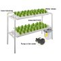 6 Pipes 2 Layers 54 Plant Sites Hydroponic Grow Kit PVC Drain-Lever Vegetative