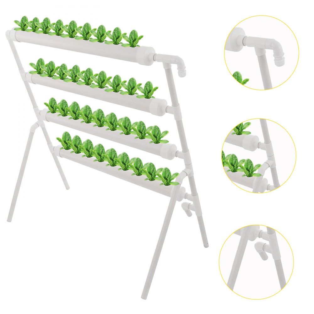 VEVOR 4 Layers 36 Plant Sites Hydroponic Site Grow Kit 4 Pipes Hydroponic Growing System Water Culture Garden Plant System for Leafy Vegetables Lettuce Herb Celery