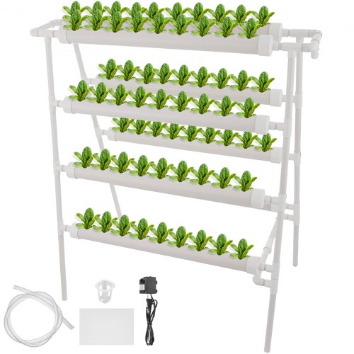 VEVOR 4 Layers 72 Plant Sites Hydroponic Site Grow Kit 8 Pipes Hydroponic Growing System Water Culture Garden Plant System for Leafy Vegetables Lettuce Herb Celery Cabbage