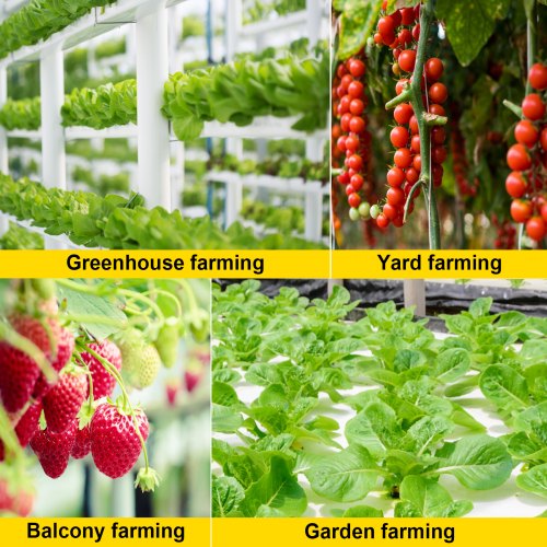 VEVOR 4 Layers 72 Plant Sites Hydroponic Site Grow Kit 8 Pipes Hydroponic Growing System Water Culture Garden Plant System for Leafy Vegetables Lettuce Herb Celery Cabbage