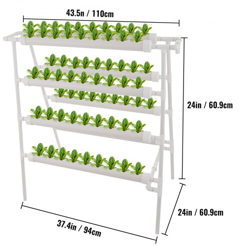 VEVOR 4 Layers 72 Plant Sites Hydroponic Site Grow Kit 8 Pipes Hydroponic Growing System Water Culture Garden Plant System for Leafy Vegetables Lettuce Herb Celery Cabbage