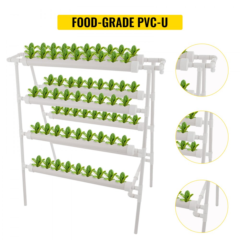 VEVOR 4 Layers 72 Plant Sites Hydroponic Site Grow Kit 8 Pipes Hydroponic Growing System Water Culture Garden Plant System for Leafy Vegetables Lettuce Herb Celery Cabbage