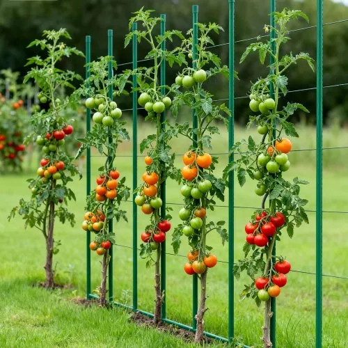 VEVOR Garden Stakes 50 Pack 70.87 inch Plastic Coated Metal Tomato Stakes Garden Sticks for Plants Support with Pointed End and Non-Slip Bumps for