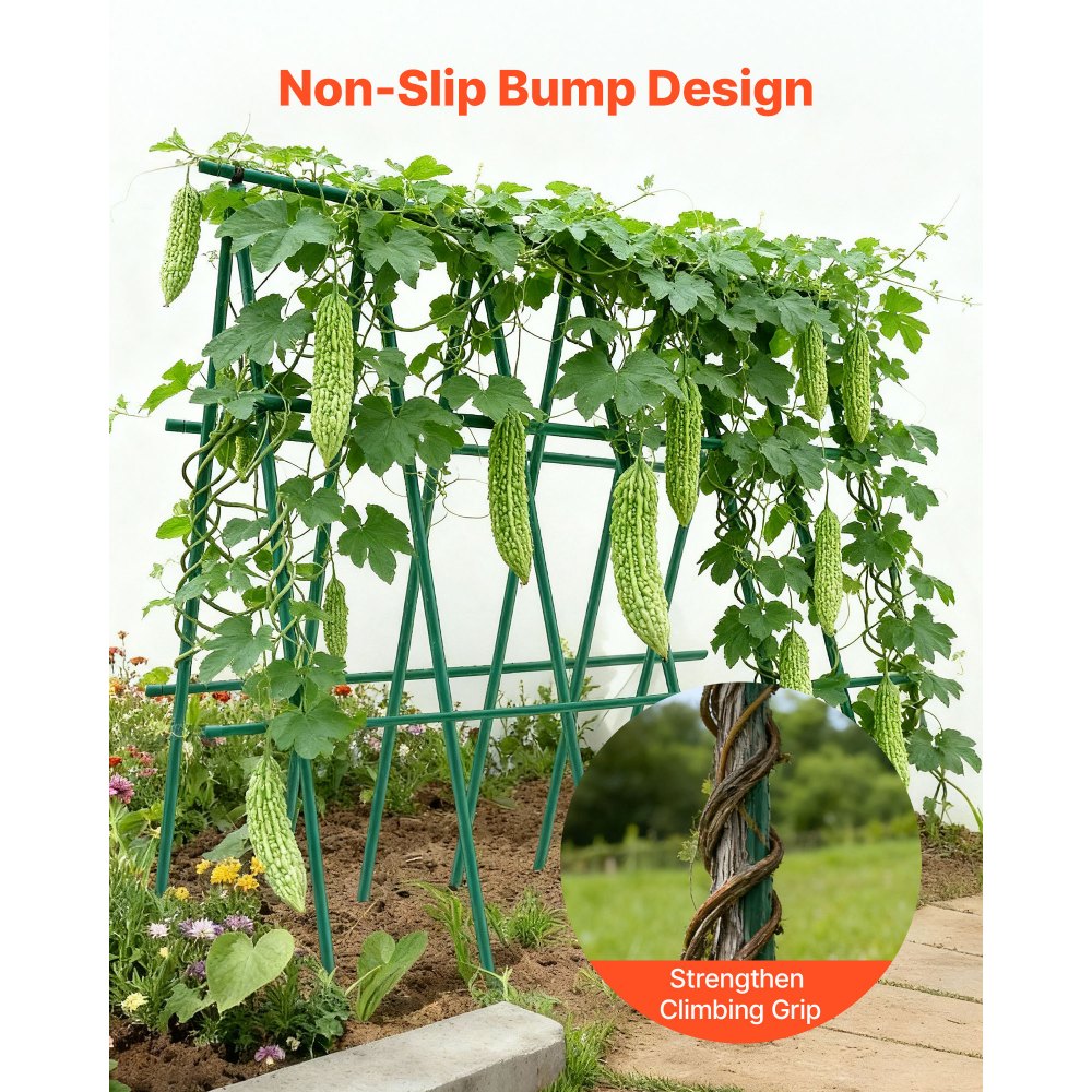 VEVOR Garden Stakes, 15 Pack, 1705 mm, Plastic Coated Metal Tomato Stakes, Garden Sticks for Plants Support, with Pointed End and Non-Slip Bumps for Growing Climbing Plants, Outdoor Vegetables