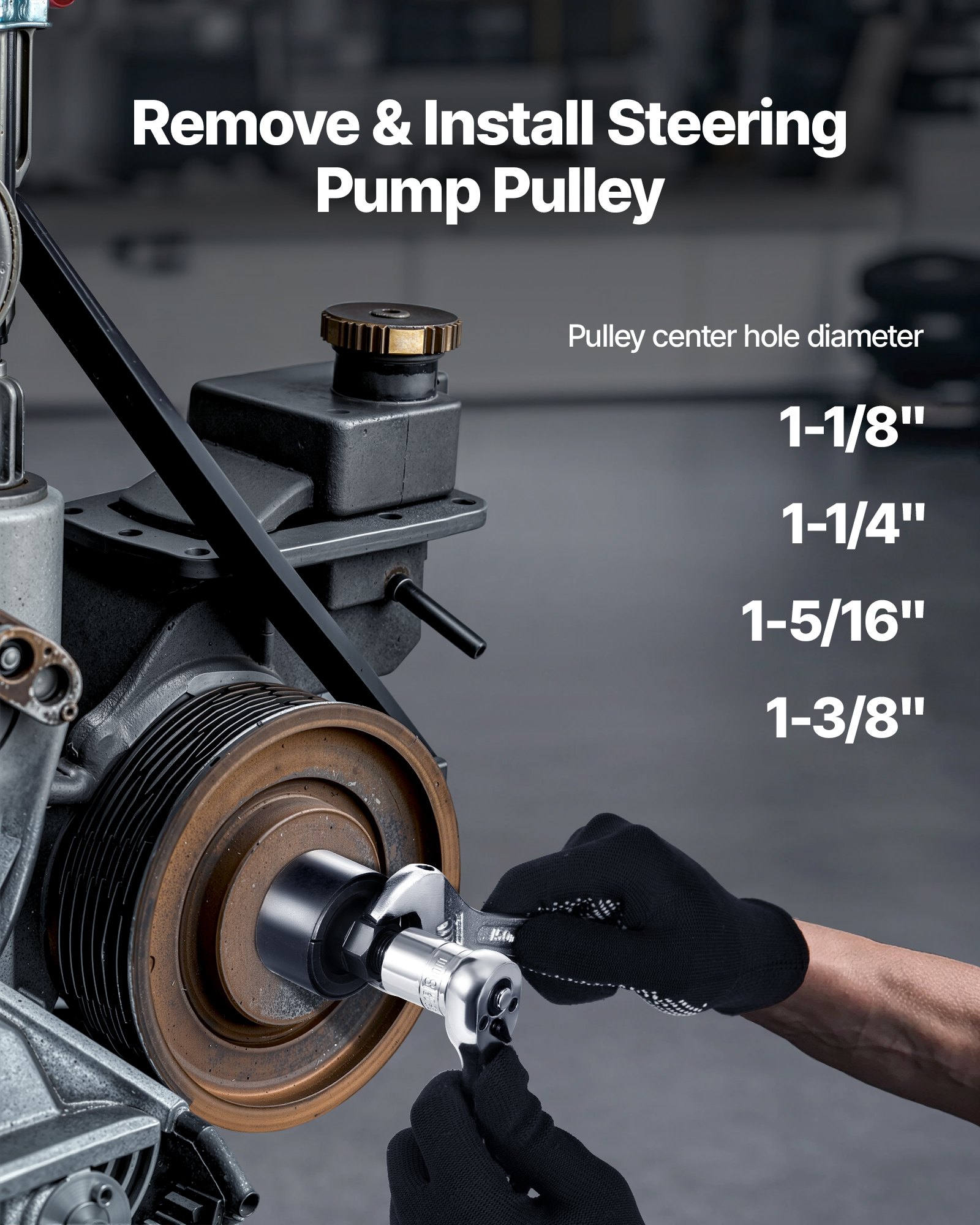 VEVOR Power Steering Pump Pulley Puller/Installer Tool Set, Compatible with Ford, GM V6, and VW Vehicles, Pump Pulley Remover Installer Tools, for Removing and Installing Power Steering Pump Pulleys