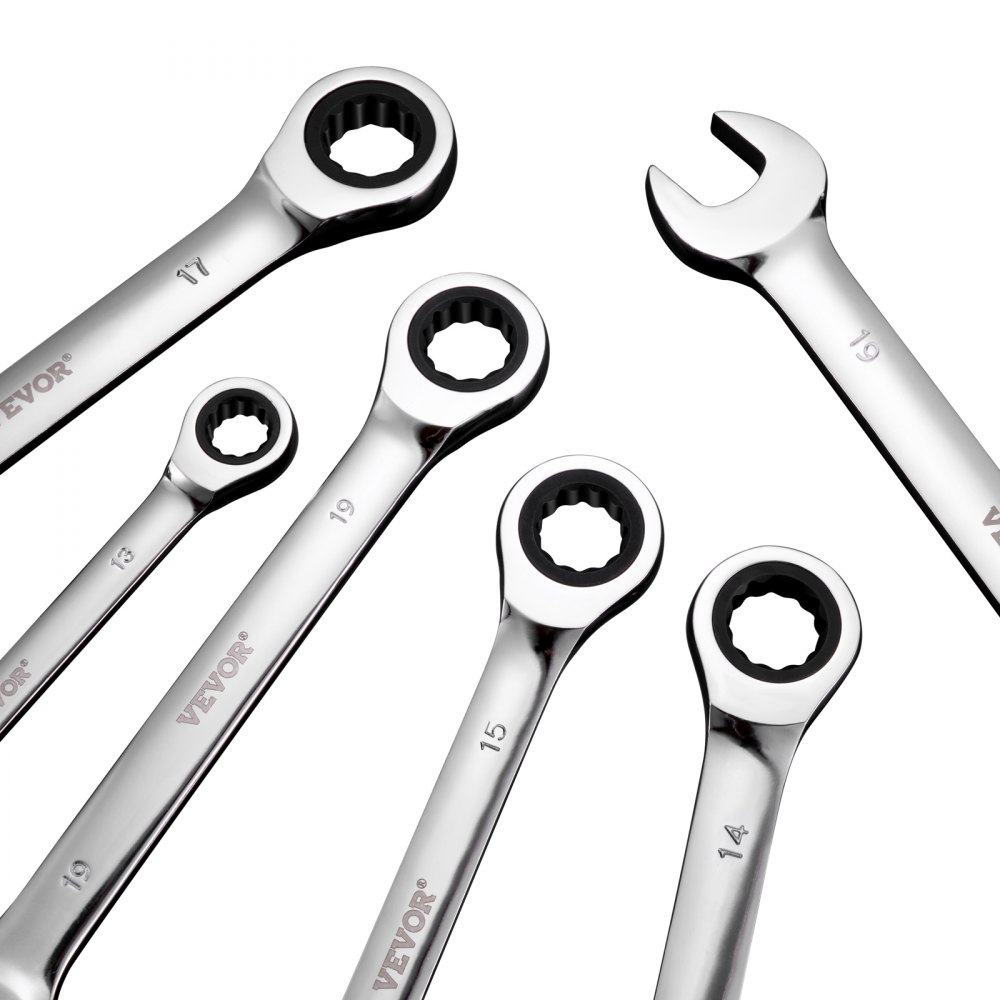 VEVOR Combination Wrench Set, 16-Piece Ratcheting Wrench Set with Organizer Rack, Cr-V Steel Wrench Set Metric 8 mm to 24 mm, Ideal for General Household, Garage, Workshop, Auto Repairs, Emergency