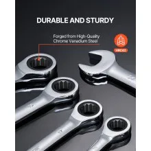 VEVOR Combination Wrench Set 16-Piece Metric 8 mm to 24 mm with Organizer Rack