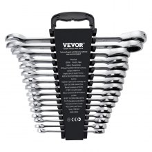 VEVOR Combination Wrench Set 16-Piece Metric 8 mm to 24 mm with Organizer Rack