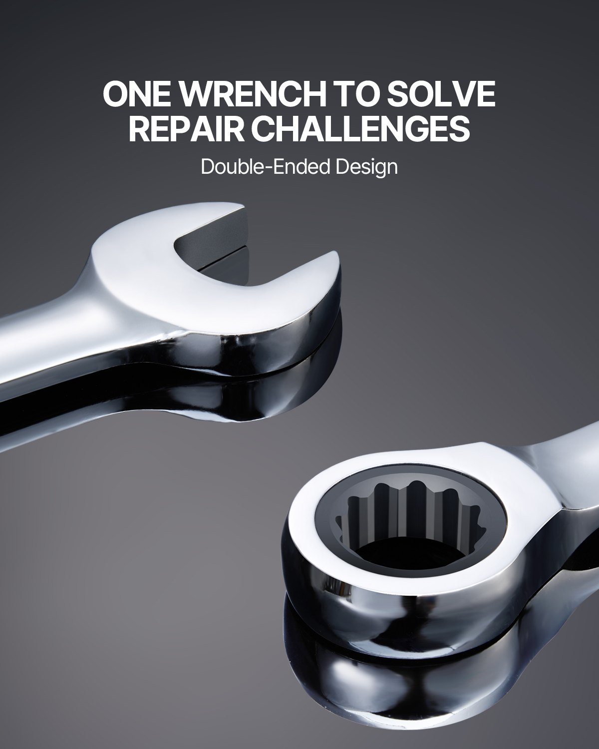 VEVOR Combination Wrench Set, 16-Piece Ratcheting Wrench Set with Organizer Rack, Cr-V Steel Wrench Set Metric 8 mm to 24 mm, Ideal for General Household, Garage, Workshop, Auto Repairs, Emergency