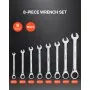 VEVOR Combination Wrench Set, 8-Piece Ratcheting Wrench Set with Organizer Rack, Cr-V Steel Wrench Set Metric 8 mm to 19 mm, Ideal for General Household, Garage, Workshop, Auto Repairs, Emergency