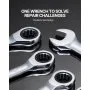 VEVOR Combination Wrench Set, 8-Piece Ratcheting Wrench Set with Organizer Rack, Cr-V Steel Wrench Set Metric 8 mm to 19 mm, Ideal for General Household, Garage, Workshop, Auto Repairs, Emergency
