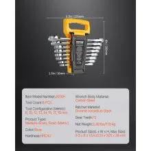 VEVOR Combination Wrench Set 8-Piece Metric 8 mm to 19 mm with Organizer Rack