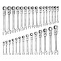 VEVOR Flex-Head Ratcheting Wrench Set, 30-Piece SAE and Metric, 72 Teeth, Cr-V Steel Ratchet Flexible Combination Wrench Set with Roll Up Pouch, for General Household and Automotive Repairs, Silver