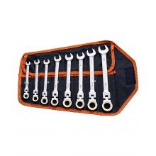 VEVOR Flex-Head Ratcheting Wrench Set 8 PCS SAE 5/16"-3/4" with Roll-up Pouch