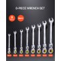 VEVOR Flex-Head Ratcheting Wrench Set 8 PC Metric 8 mm-17 mm with Roll-up Pouch