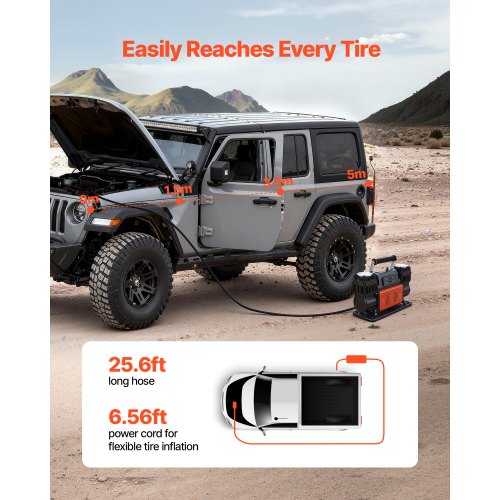 Kahesilindriline autokompressor 12V, 1080 W / 300 l/min (LCD) — pilt 4