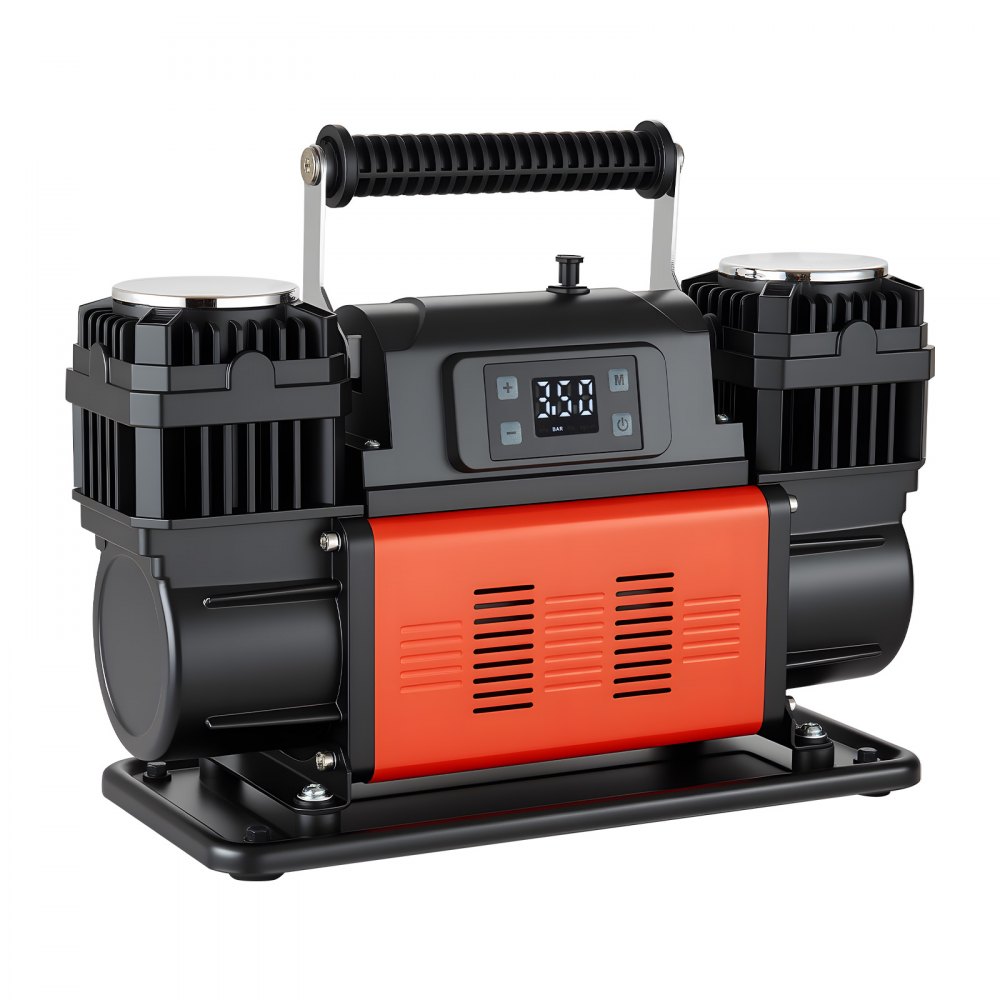 VEVOR Dual-Cylinder Heavy Duty Air Compressor, 300L/min Auto-Stop Portable Tire Inflator, 12V 150PSI Offroad Air Pump with LCD Digital Display & Adapters for Truck Car SUV 4 x 4 Vehicle RV