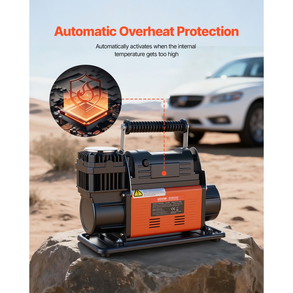 VEVOR 12V Heavy Duty Air Compressor, Auto-Stop Portable Tire Inflator with LCD Digital Display, 202 L/Min 150PSI Offroad Air Pump with Adapters for Trucks Car SUV 4 x 4 Vehicle RV