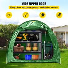 VEVOR Bike Cover Storage Tent, 420D Oxford Fabric Portable for 4 Bikes, Outdoor Waterproof Anti-Dust Bicycle Storage Shed, Heavy Duty for Bikes, Lawn Mower, and Garden Tools, with Carry Bag, Green