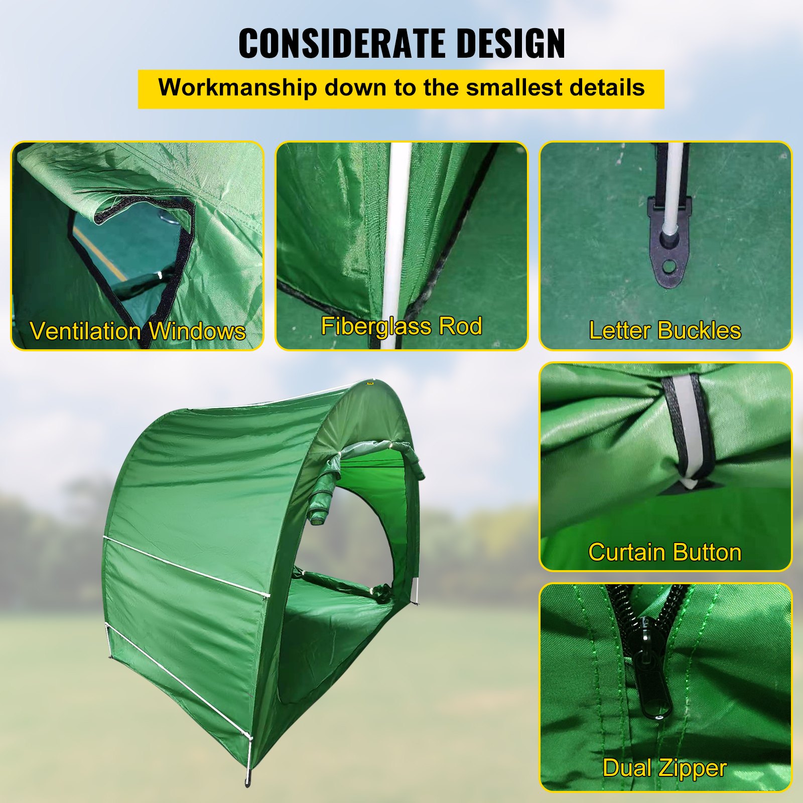 VEVOR Bike Cover Storage Tent, 420D Oxford Fabric Portable for 4 Bikes, Outdoor Waterproof Anti-Dust Bicycle Storage Shed, Heavy Duty for Bikes, Lawn Mower, and Garden Tools, with Carry Bag, Green