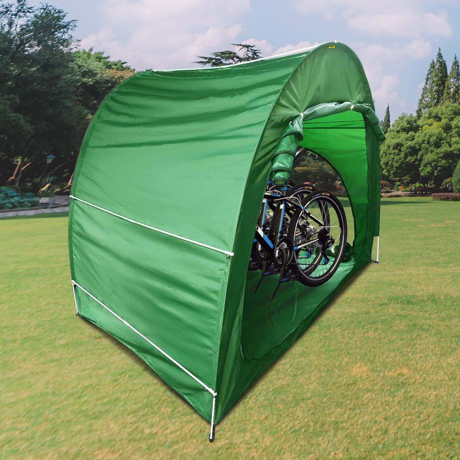 VEVOR Bike Cover Storage Tent, 420D Oxford Fabric Portable for 4 Bikes, Outdoor Waterproof Anti-Dust Bicycle Storage Shed, Heavy Duty for Bikes, Lawn Mower, and Garden Tools, with Carry Bag, Green