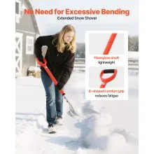 VEVOR Snow Shovel for Driveway, 35cm Wide Aluminum Alloy Snow Shovel with D-shaped Handles, Large Capacity Snowplow Shovels, Lightweight Snows Removal Tool for Garden Car Camping