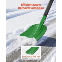VEVOR Snow Shovel for Driveway, 21.5cm Wide Aluminum Alloy Snow Shovel with T-shaped Handles, Large Capacity Snowplow Shovels, Portable & Lightweight Snows Removal Tool for Garden Car Camping