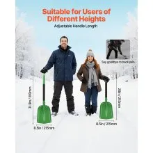 VEVOR Snow Shovel for Driveway, 21.5cm Wide Aluminum Alloy Snow Shovel with T-shaped Handles, Large Capacity Snowplow Shovels, Portable & Lightweight Snows Removal Tool for Garden Car Camping