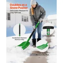 VEVOR Snow Shovel for Driveway, 21.5cm Wide Aluminum Alloy Snow Shovel with T-shaped Handles, Large Capacity Snowplow Shovels, Portable & Lightweight Snows Removal Tool for Garden Car Camping