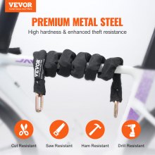 VEVOR Bike Chain lock 5.91 ft Safety Bike chain lock 9.5 mm thick black, suitable for electric bikes, motorcycles