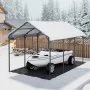 VEVOR Heavy Duty Metal Carport, 10' x 15' Outdoor Carport with Galvanized Steel Frame & Roof, Car Tent Garage Shade with Removable Sidewalls, Multi-Use Car Shelter for Pickup, Boat, Car & Tractors