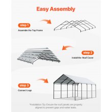 VEVOR 12' x 20' Metal Carport Heavy Duty Outdoor Car Shelter Garage for Boats