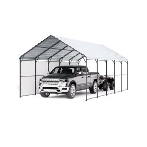 VEVOR Heavy Duty Metal Carport, 13′ x 26′ Outdoor Carport with Galvanized Steel Frame & Roof, Car Tent Garage Shade with Removable Sidewalls, Multi-Use Car Shelter for Pickup, Boat, Car & Tractors | VEVOR US