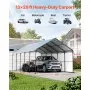 VEVOR Heavy Duty Metal Carport, 13' x 26' Outdoor Carport with Galvanized Steel Frame & Roof, Car Tent Garage Shade with Removable Sidewalls, Multi-Use Car Shelter for Pickup, Boat, Car & Tractors