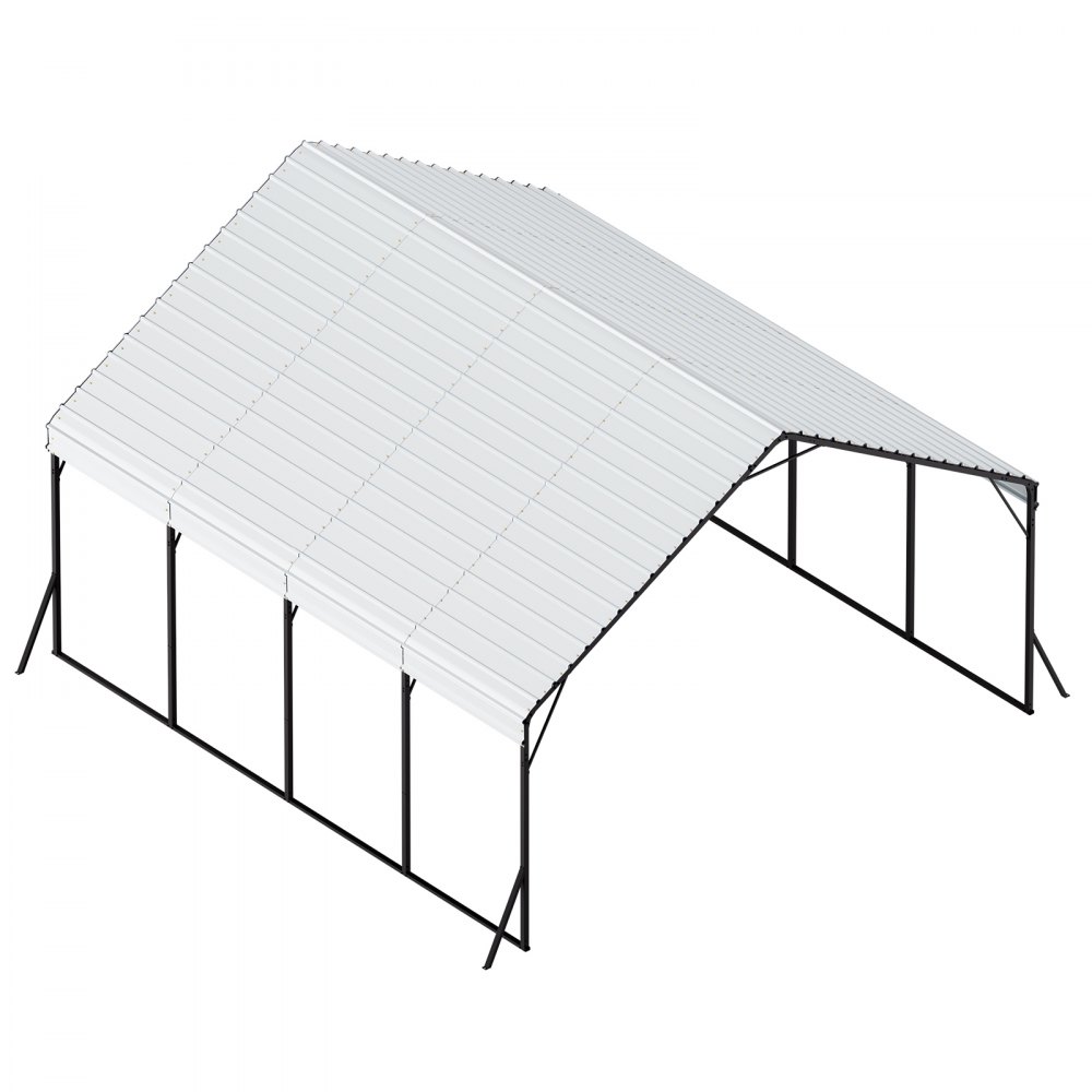 VEVOR Heavy Duty Metal Carport, 20 x 20 ft Outdoor Carport with Sturdy Frame & Roof, Car Garage Shade with Removable Sidewalls, Multi-Use Car Shelter for Pickup, Boat, Trucks & Tractors