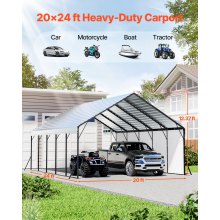 Heavy Duty Metal Carport 20 x 24 ft Outdoor Car Shelter Garage for Boats Trucks