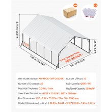 Heavy Duty Metal Carport 20 x 24 ft Outdoor Car Shelter Garage for Boats Trucks
