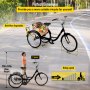 VEVOR Adult Tricycle 20 inch Single Speed Size Adjustable Trike with Bell Brake System Cruiser Bicycles Large Size Basket for Recreation Shopping Exercise (Black 1 Speed)