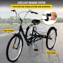 Adult Tricycle 20" 1-Speed Trike 3-Wheel Bicycle with Large Basket for Riding